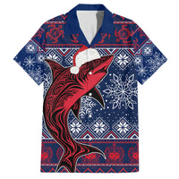 Samoa Manuia Le Kirisimasi Family Matching Off Shoulder Short Dress and Hawaiian Shirt Samoan Fishing Tribal Pattern Christmas Vibe LT9 Dad's Shirt - Short Sleeve Red - Polynesian Pride