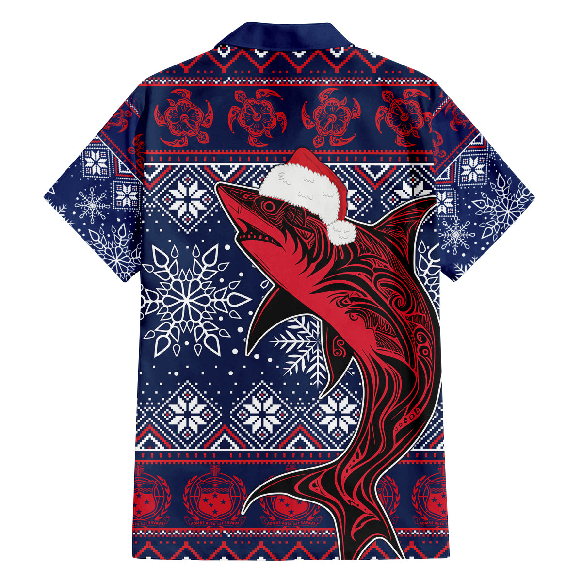 Samoa Manuia Le Kirisimasi Family Matching Off Shoulder Short Dress and Hawaiian Shirt Samoan Fishing Tribal Pattern Christmas Vibe LT9 - Polynesian Pride