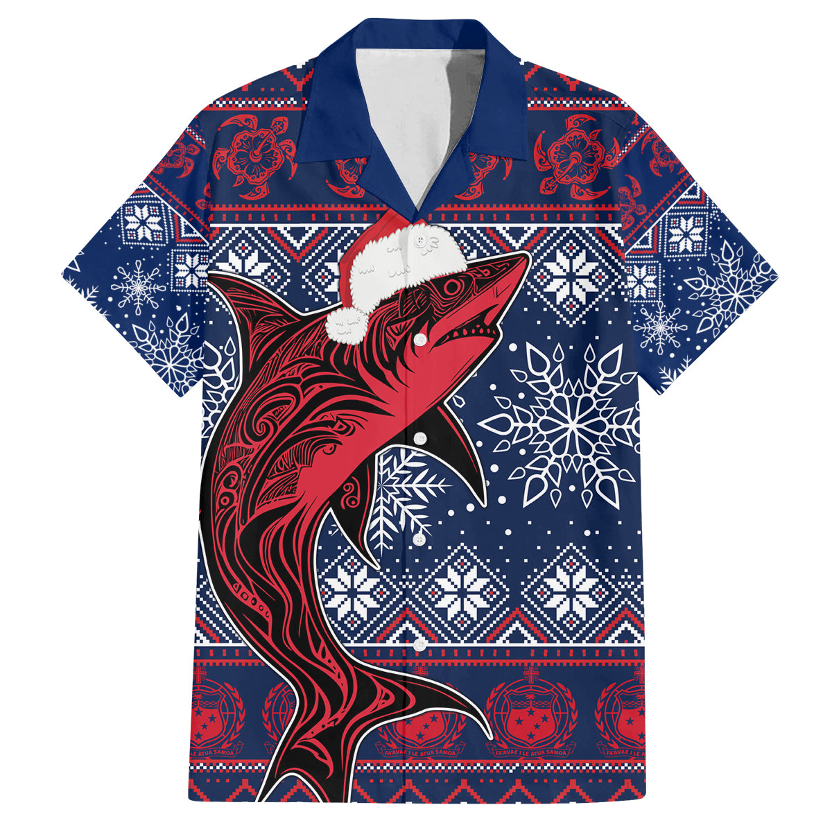 Samoa Manuia Le Kirisimasi Family Matching Summer Maxi Dress and Hawaiian Shirt Samoan Fishing Tribal Pattern Christmas Vibe LT9 Dad's Shirt - Short Sleeve Red - Polynesian Pride