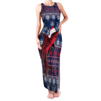 Samoa Manuia Le Kirisimasi Family Matching Tank Maxi Dress and Hawaiian Shirt Samoan Fishing Tribal Pattern Christmas Vibe LT9 Mom's Dress Red - Polynesian Pride