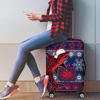 Samoa Manuia Le Kirisimasi Luggage Cover Samoan Fishing Tribal Pattern Christmas Vibe LT9 - Polynesian Pride