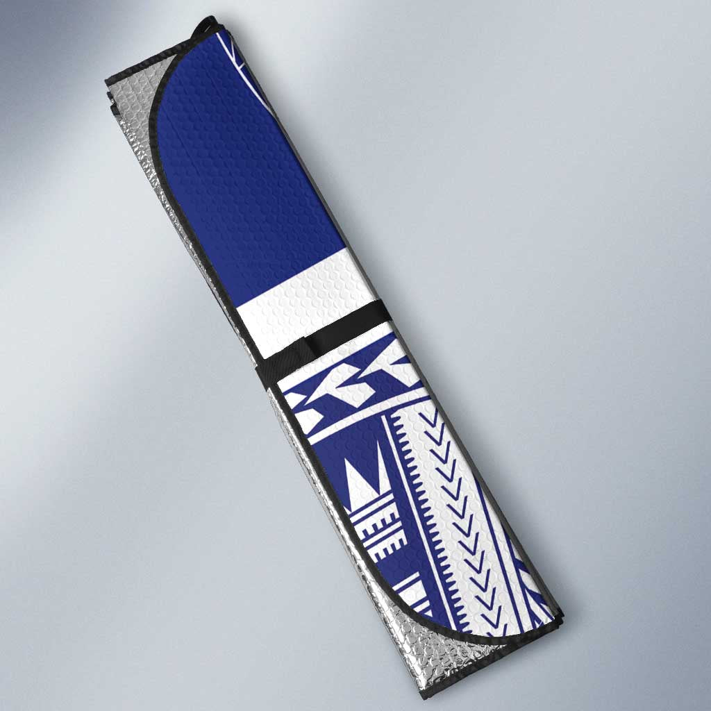Personalised Toa Samoa Rugby Spirit Auto Sun Shade Blue Samoan Tribal Pattern - Polynesian Pride