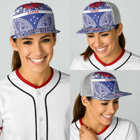 Personalised Toa Samoa Rugby Spirit Baseball Net Cap Blue Samoan Tribal Pattern - Polynesian Pride