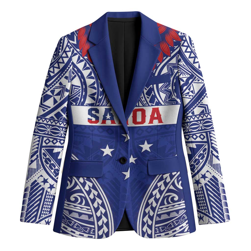 Personalised Toa Samoa Rugby Spirit Blazer Blue Samoan Tribal Pattern - Polynesian Pride
