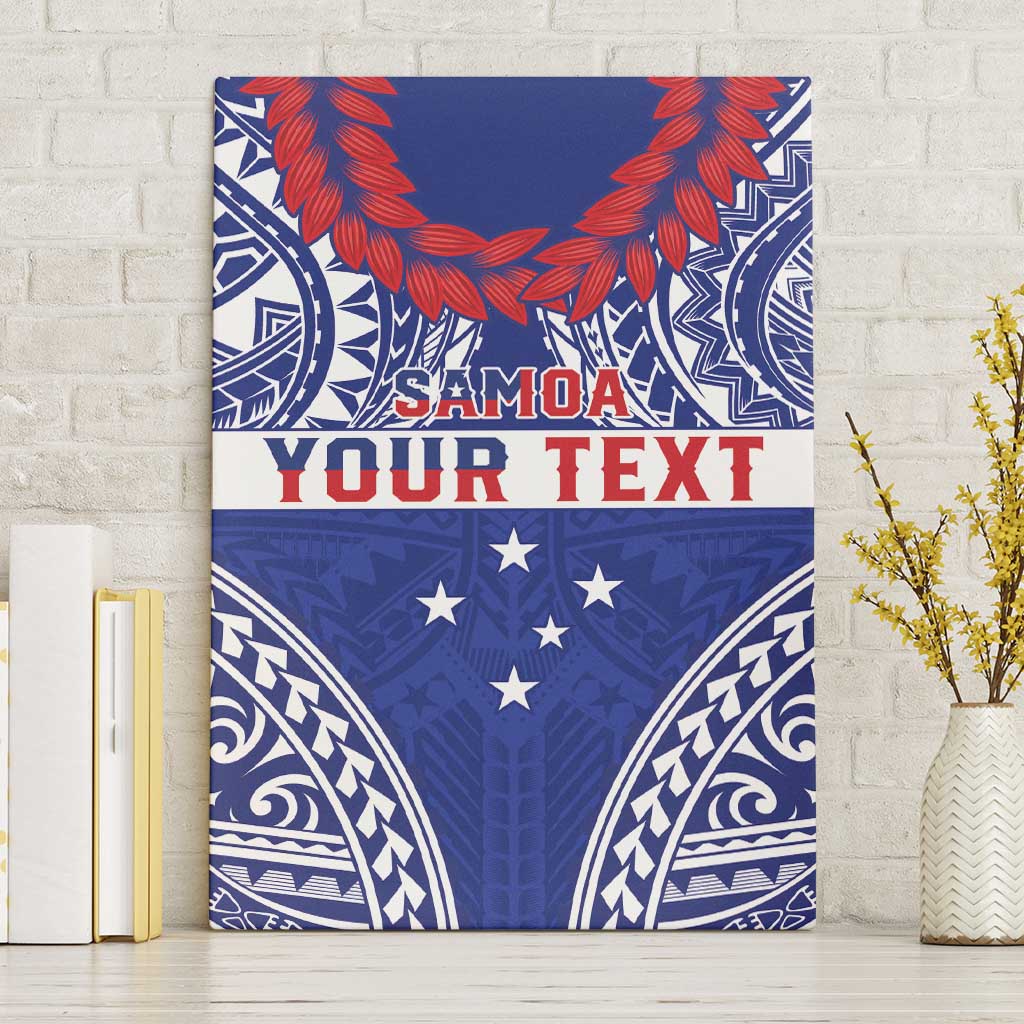 Personalised Toa Samoa Rugby Spirit Canvas Wall Art Blue Samoan Tribal Pattern - Polynesian Pride