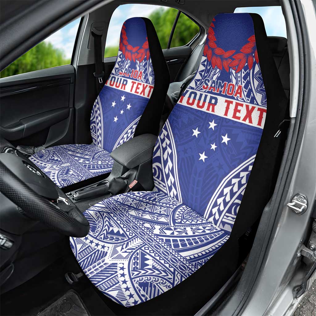 Personalised Toa Samoa Rugby Spirit Car Seat Cover Blue Samoan Tribal Pattern - Polynesian Pride