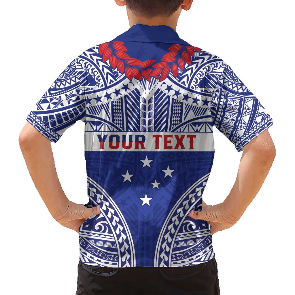 Personalised Toa Samoa Rugby Spirit Family Matching Short Sleeve Bodycon Dress and Hawaiian Shirt Blue Samoan Tribal Pattern LT9 - Polynesian Pride