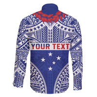 Personalised Toa Samoa Rugby Spirit Family Matching Short Sleeve Bodycon Dress and Hawaiian Shirt Blue Samoan Tribal Pattern LT9 - Polynesian Pride