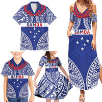 Personalised Toa Samoa Rugby Spirit Family Matching Summer Maxi Dress and Hawaiian Shirt Blue Samoan Tribal Pattern LT9 - Polynesian Pride