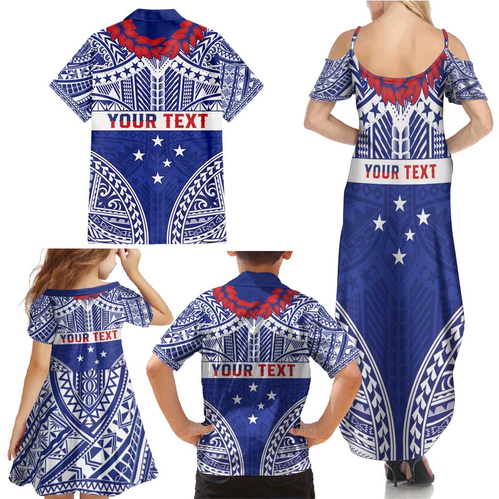 Personalised Toa Samoa Rugby Spirit Family Matching Summer Maxi Dress and Hawaiian Shirt Blue Samoan Tribal Pattern LT9 - Polynesian Pride