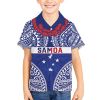 Personalised Toa Samoa Rugby Spirit Family Matching Summer Maxi Dress and Hawaiian Shirt Blue Samoan Tribal Pattern LT9 Son's Shirt Blue - Polynesian Pride