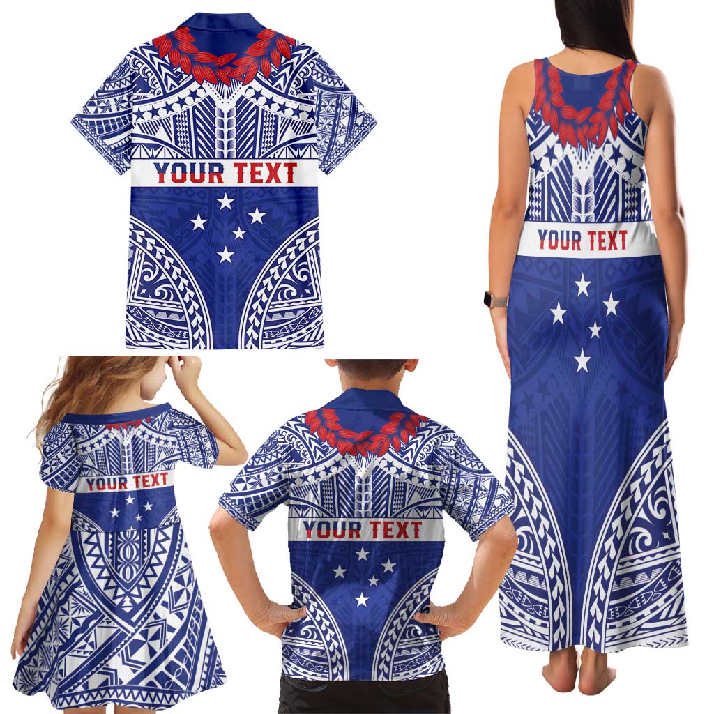 Personalised Toa Samoa Rugby Spirit Family Matching Tank Maxi Dress and Hawaiian Shirt Blue Samoan Tribal Pattern LT9 - Polynesian Pride