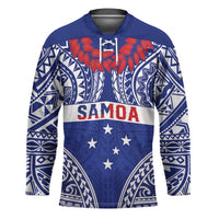 Personalised Toa Samoa Rugby Spirit Hockey Jersey Blue Samoan Tribal Pattern - Polynesian Pride