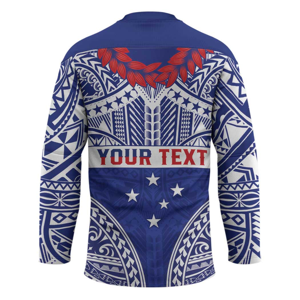 Personalised Toa Samoa Rugby Spirit Hockey Jersey Blue Samoan Tribal Pattern - Polynesian Pride