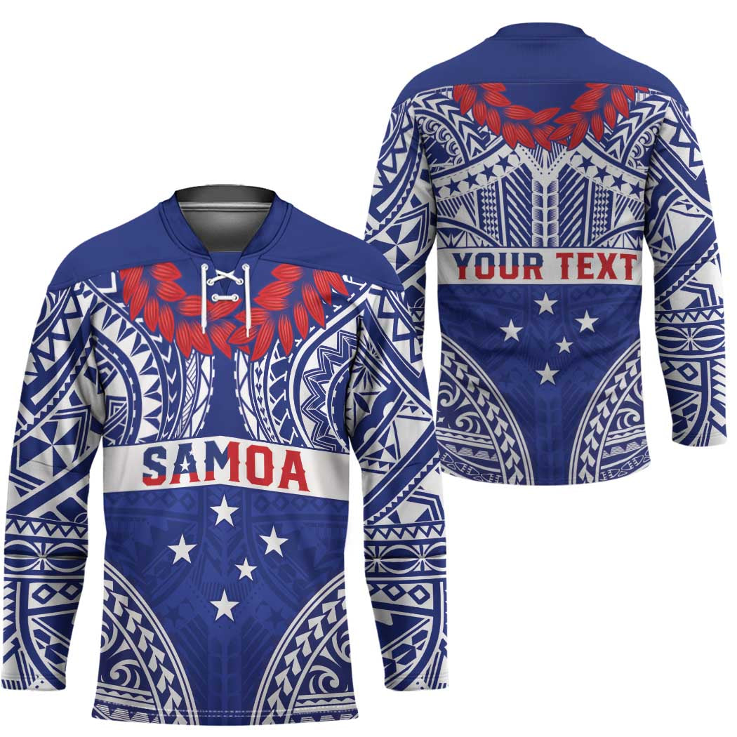 Personalised Toa Samoa Rugby Spirit Hockey Jersey Blue Samoan Tribal Pattern - Polynesian Pride