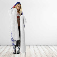 Personalised Toa Samoa Rugby Spirit Hooded Blanket Blue Samoan Tribal Pattern - Polynesian Pride