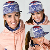Personalised Toa Samoa Rugby Spirit Mesh Trucker Cap Blue Samoan Tribal Pattern - Polynesian Pride