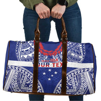 Personalised Toa Samoa Rugby Spirit Travel Bag Blue Samoan Tribal Pattern - Polynesian Pride