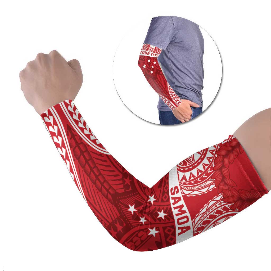 Personalised Toa Samoa Rugby Spirit Arm Sleeves Red Samoan Tribal Pattern - Polynesian Pride