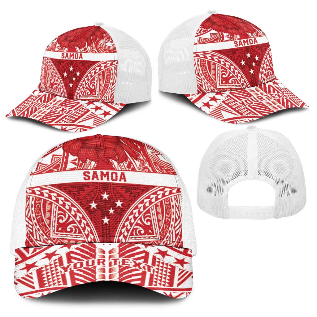 Personalised Toa Samoa Rugby Spirit Baseball Net Cap Red Samoan Tribal Pattern - Polynesian Pride
