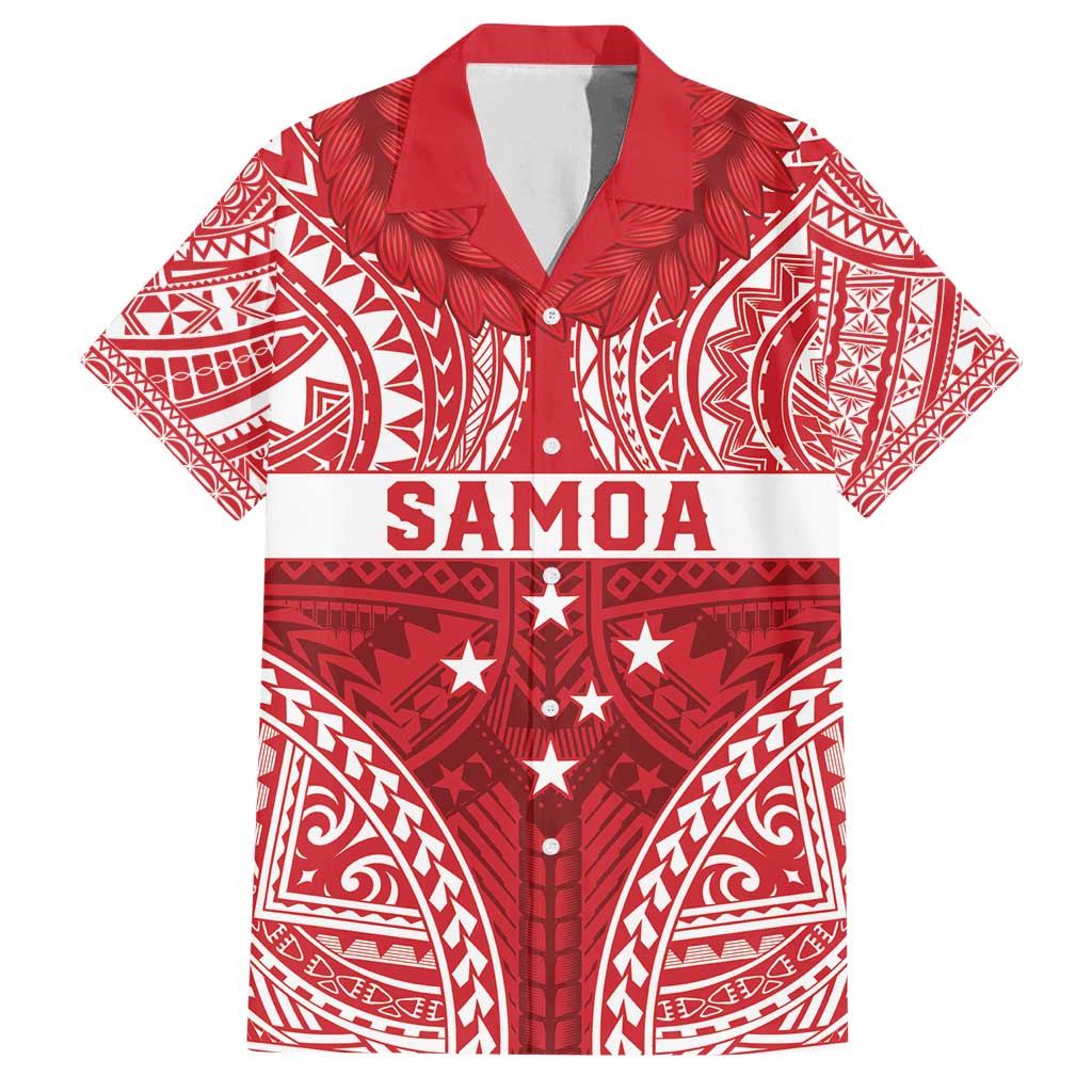 Personalised Toa Samoa Rugby Spirit Family Matching Long Sleeve Bodycon Dress and Hawaiian Shirt Red Samoan Tribal Pattern LT9 Dad's Shirt - Short Sleeve Red - Polynesian Pride