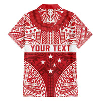 Personalised Toa Samoa Rugby Spirit Family Matching Long Sleeve Bodycon Dress and Hawaiian Shirt Red Samoan Tribal Pattern LT9 - Polynesian Pride