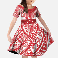 Personalised Toa Samoa Rugby Spirit Family Matching Off Shoulder Maxi Dress and Hawaiian Shirt Red Samoan Tribal Pattern LT9 Daughter's Dress Red - Polynesian Pride