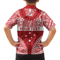 Personalised Toa Samoa Rugby Spirit Family Matching Off Shoulder Short Dress and Hawaiian Shirt Red Samoan Tribal Pattern LT9 - Polynesian Pride