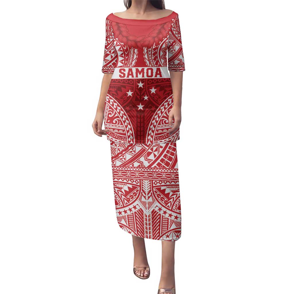 Personalised Toa Samoa Rugby Spirit Family Matching Puletasi and Hawaiian Shirt Red Samoan Tribal Pattern - Polynesian Pride