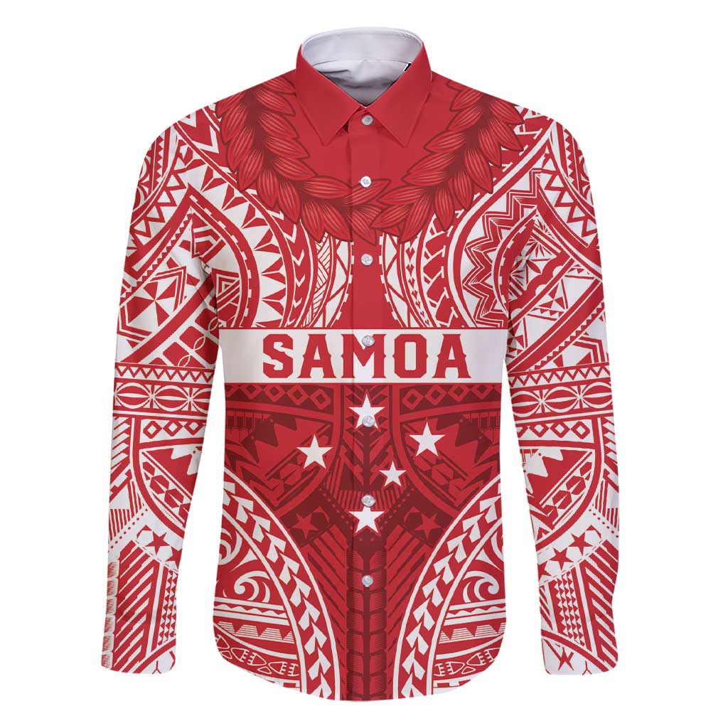 Personalised Toa Samoa Rugby Spirit Family Matching Short Sleeve Bodycon Dress and Hawaiian Shirt Red Samoan Tribal Pattern LT9 Dad's Shirt - Long Sleeve Red - Polynesian Pride