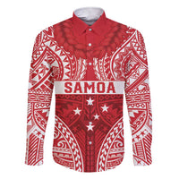 Personalised Toa Samoa Rugby Spirit Family Matching Short Sleeve Bodycon Dress and Hawaiian Shirt Red Samoan Tribal Pattern LT9 Dad's Shirt - Long Sleeve Red - Polynesian Pride