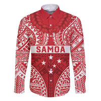 Personalised Toa Samoa Rugby Spirit Family Matching Summer Maxi Dress and Hawaiian Shirt Red Samoan Tribal Pattern LT9 Dad's Shirt - Long Sleeve Red - Polynesian Pride