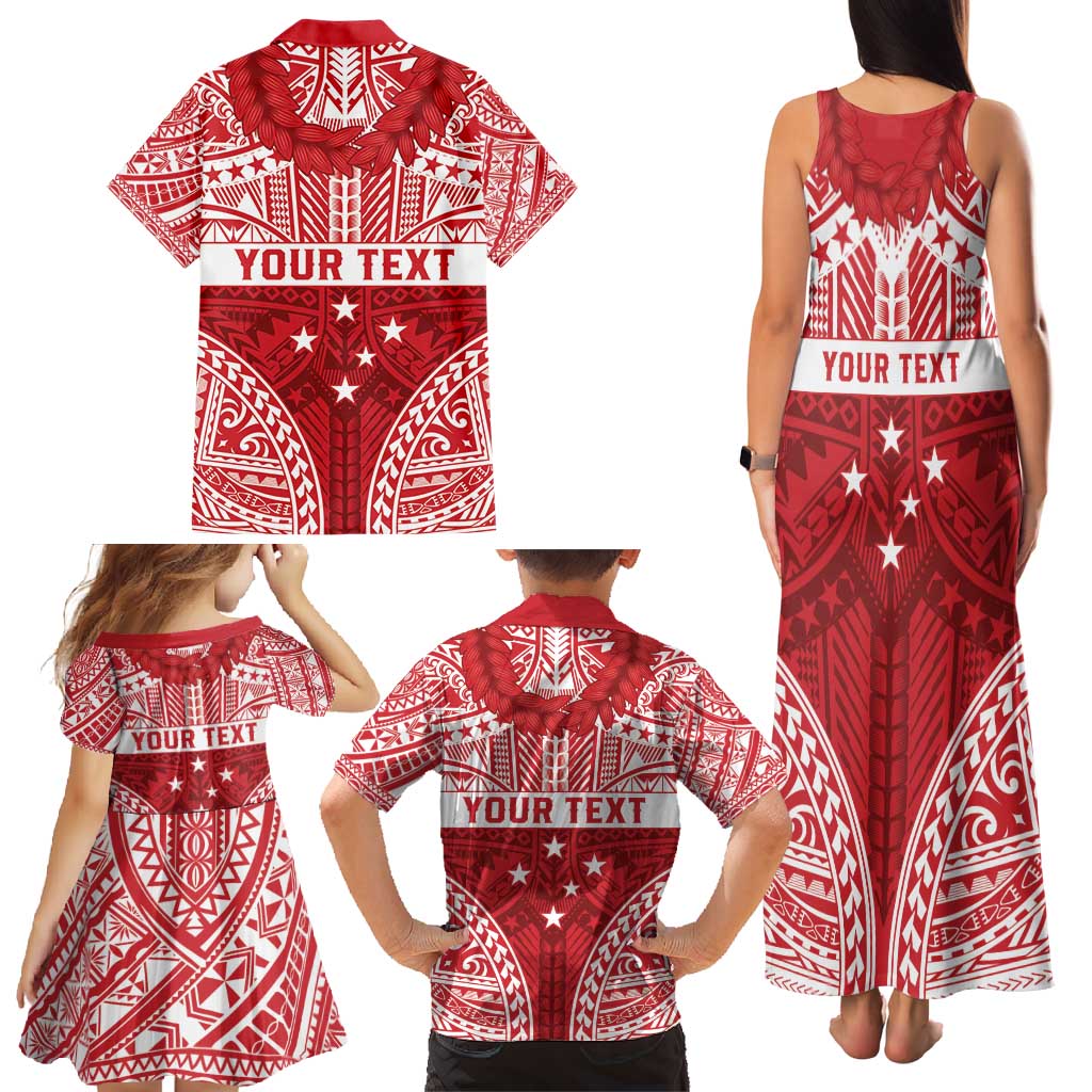 Personalised Toa Samoa Rugby Spirit Family Matching Tank Maxi Dress and Hawaiian Shirt Red Samoan Tribal Pattern LT9 - Polynesian Pride