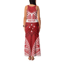 Personalised Toa Samoa Rugby Spirit Family Matching Tank Maxi Dress and Hawaiian Shirt Red Samoan Tribal Pattern LT9 - Polynesian Pride
