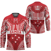 Personalised Toa Samoa Rugby Spirit Hockey Jersey Red Samoan Tribal Pattern - Polynesian Pride
