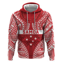 Personalised Toa Samoa Rugby Spirit Hoodie Red Samoan Tribal Pattern - Polynesian Pride