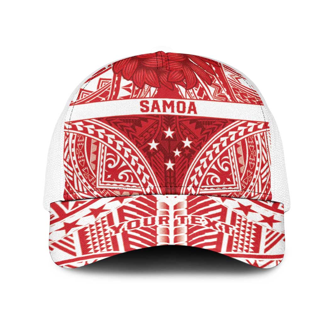 Personalised Toa Samoa Rugby Spirit Mesh Trucker Cap Red Samoan Tribal Pattern - Polynesian Pride