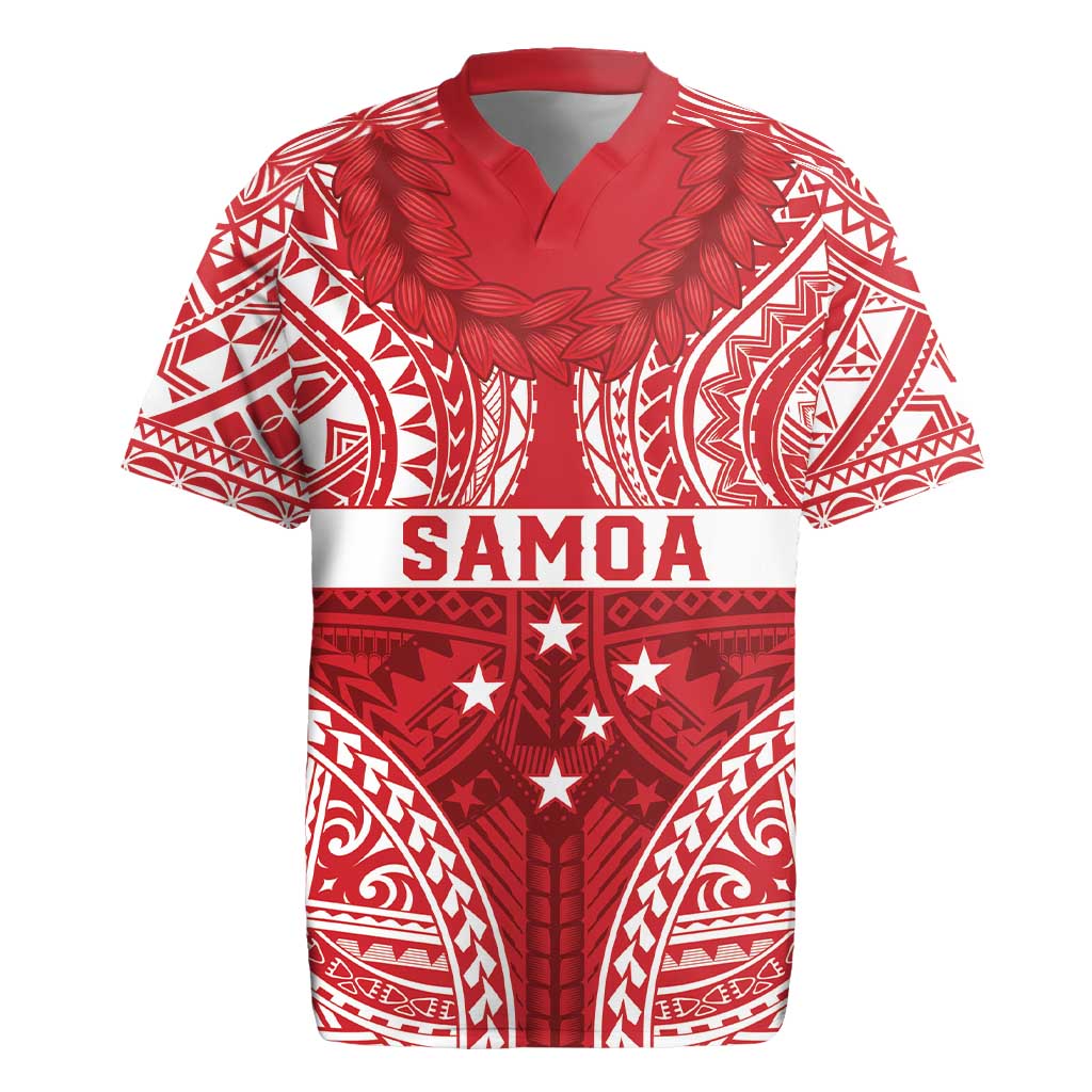 Personalised Toa Samoa Rugby Spirit Rugby Jersey Red Samoan Tribal Pattern - Polynesian Pride