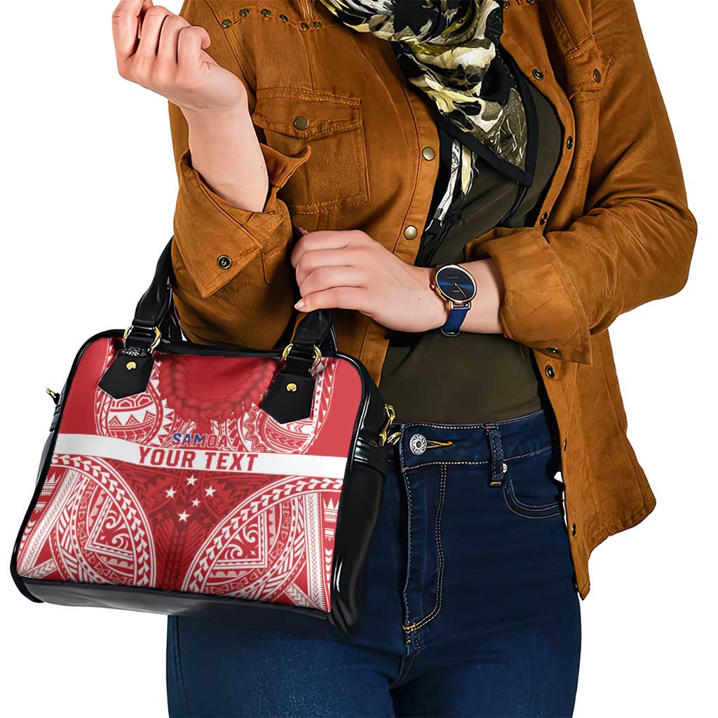 Personalised Toa Samoa Rugby Spirit Shoulder Handbag Red Samoan Tribal Pattern - Polynesian Pride