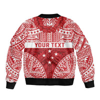 Personalised Toa Samoa Rugby Spirit Sleeve Zip Bomber Jacket Red Samoan Tribal Pattern - Polynesian Pride
