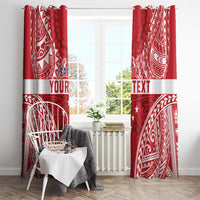 Personalised Toa Samoa Rugby Spirit Window Curtain Red Samoan Tribal Pattern - Polynesian Pride