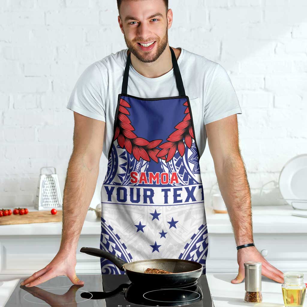 Personalised Toa Samoa Rugby Spirit Apron White Samoan Tribal Pattern - Polynesian Pride