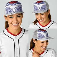 Personalised Toa Samoa Rugby Spirit Baseball Net Cap White Samoan Tribal Pattern - Polynesian Pride