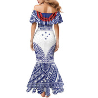 Personalised Toa Samoa Rugby Spirit Family Matching Mermaid Dress and Hawaiian Shirt White Samoan Tribal Pattern LT9 - Polynesian Pride
