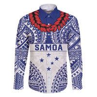 Personalised Toa Samoa Rugby Spirit Family Matching Off The Shoulder Long Sleeve Dress and Hawaiian Shirt White Samoan Tribal Pattern LT9 Dad's Shirt - Long Sleeve White - Polynesian Pride