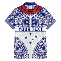 Personalised Toa Samoa Rugby Spirit Family Matching Off Shoulder Maxi Dress and Hawaiian Shirt White Samoan Tribal Pattern - Polynesian Pride