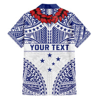 Personalised Toa Samoa Rugby Spirit Family Matching Short Sleeve Bodycon Dress and Hawaiian Shirt White Samoan Tribal Pattern LT9 - Polynesian Pride