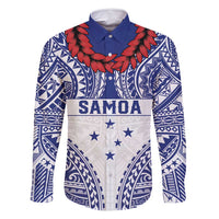 Personalised Toa Samoa Rugby Spirit Family Matching Tank Maxi Dress and Hawaiian Shirt White Samoan Tribal Pattern LT9 Dad's Shirt - Long Sleeve White - Polynesian Pride