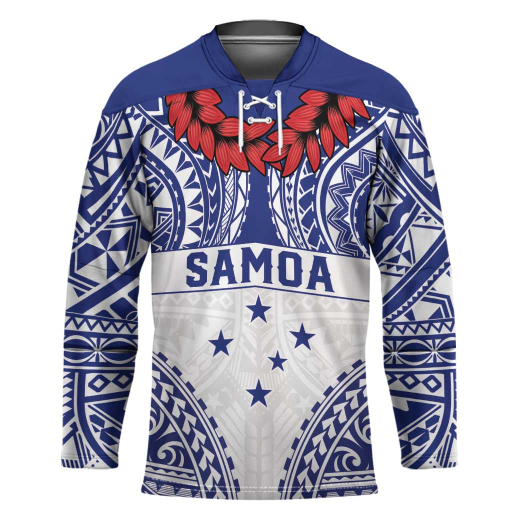 Personalised Toa Samoa Rugby Spirit Hockey Jersey White Samoan Tribal Pattern - Polynesian Pride