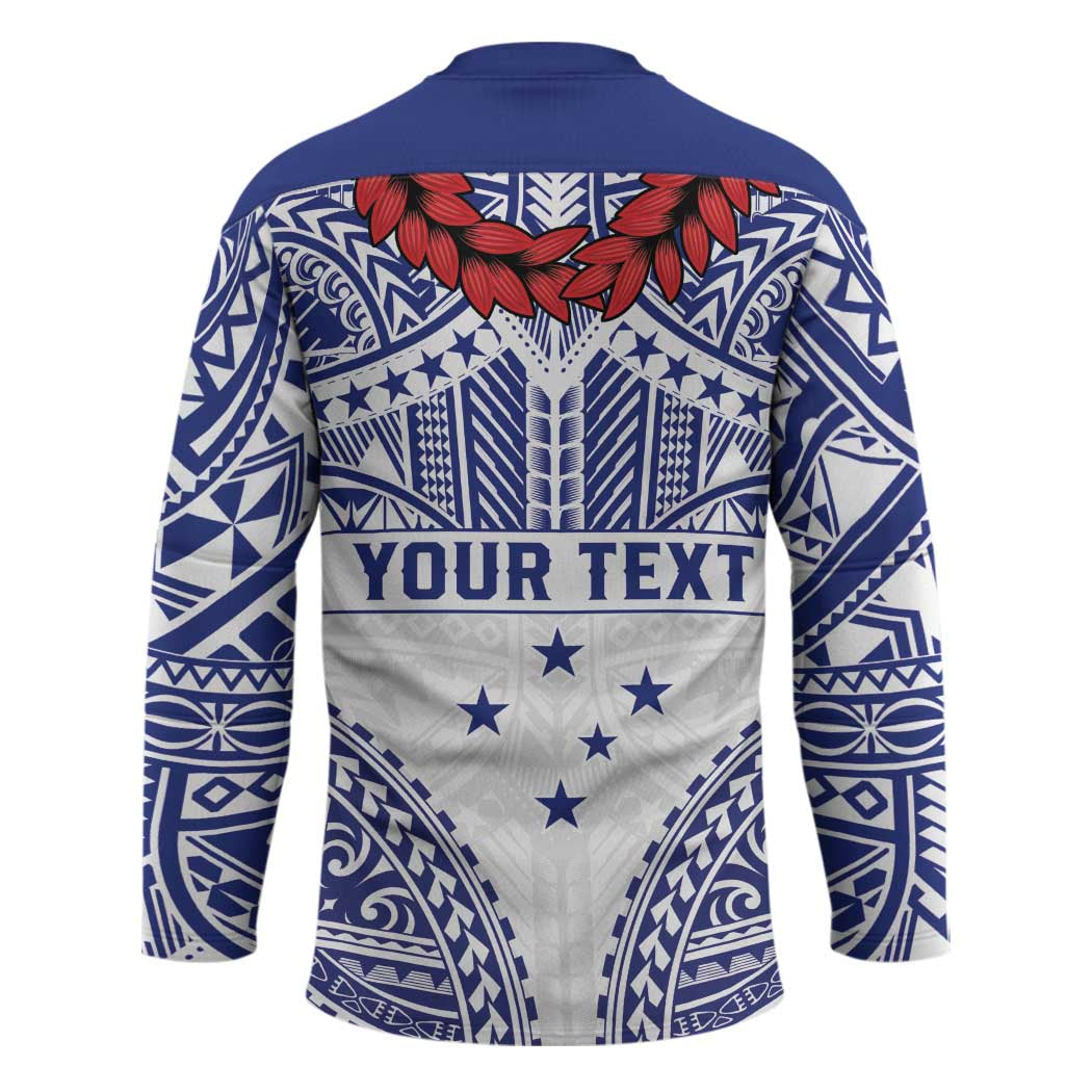 Personalised Toa Samoa Rugby Spirit Hockey Jersey White Samoan Tribal Pattern - Polynesian Pride